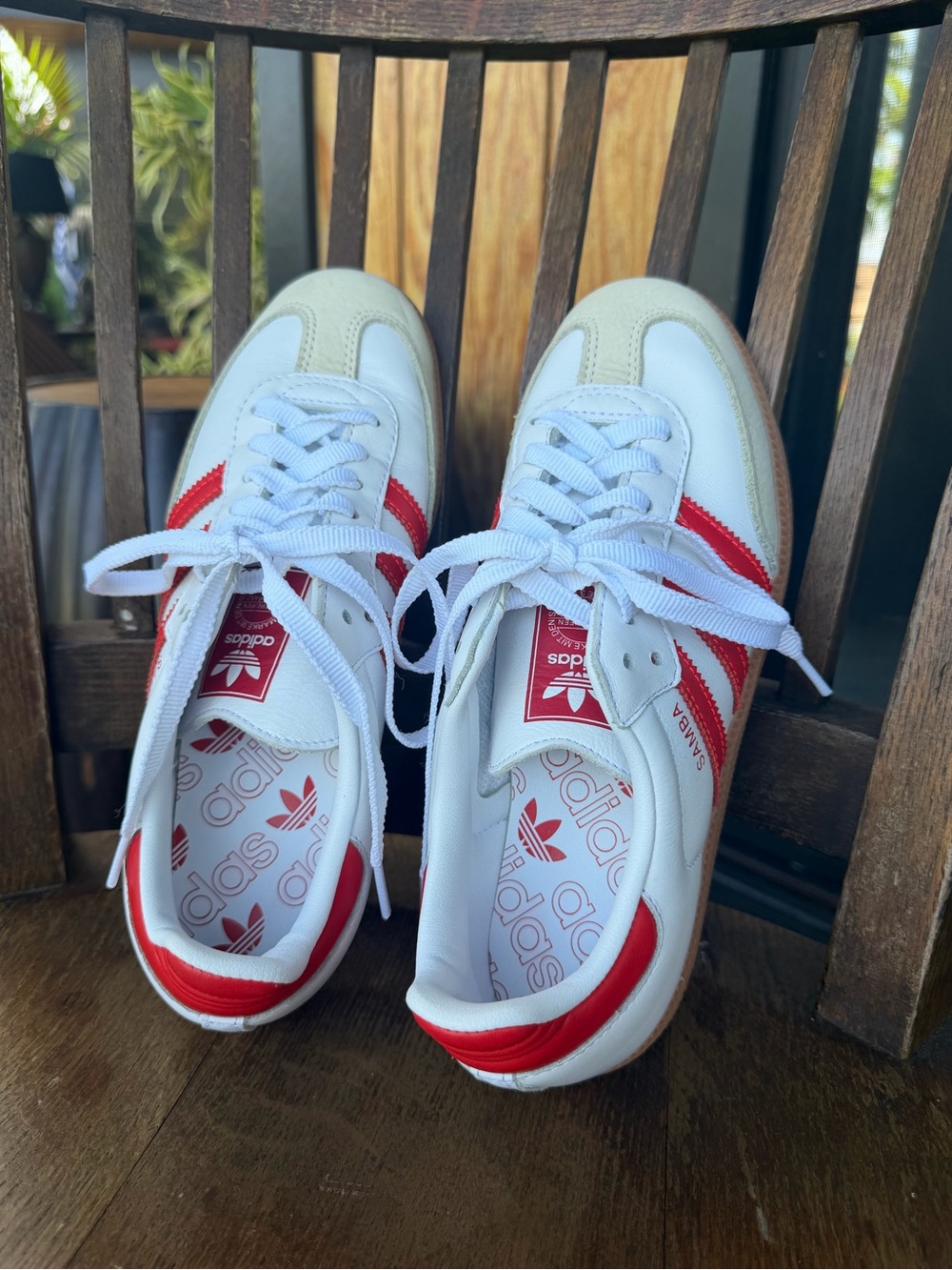 adidas Kids Samba Shoes in White & Red